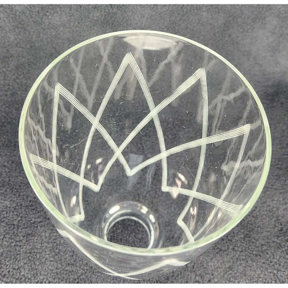 Exquisite 1940s Crystal Stacked‎ Cube Diamond Etched Lamp Hurricane Shade